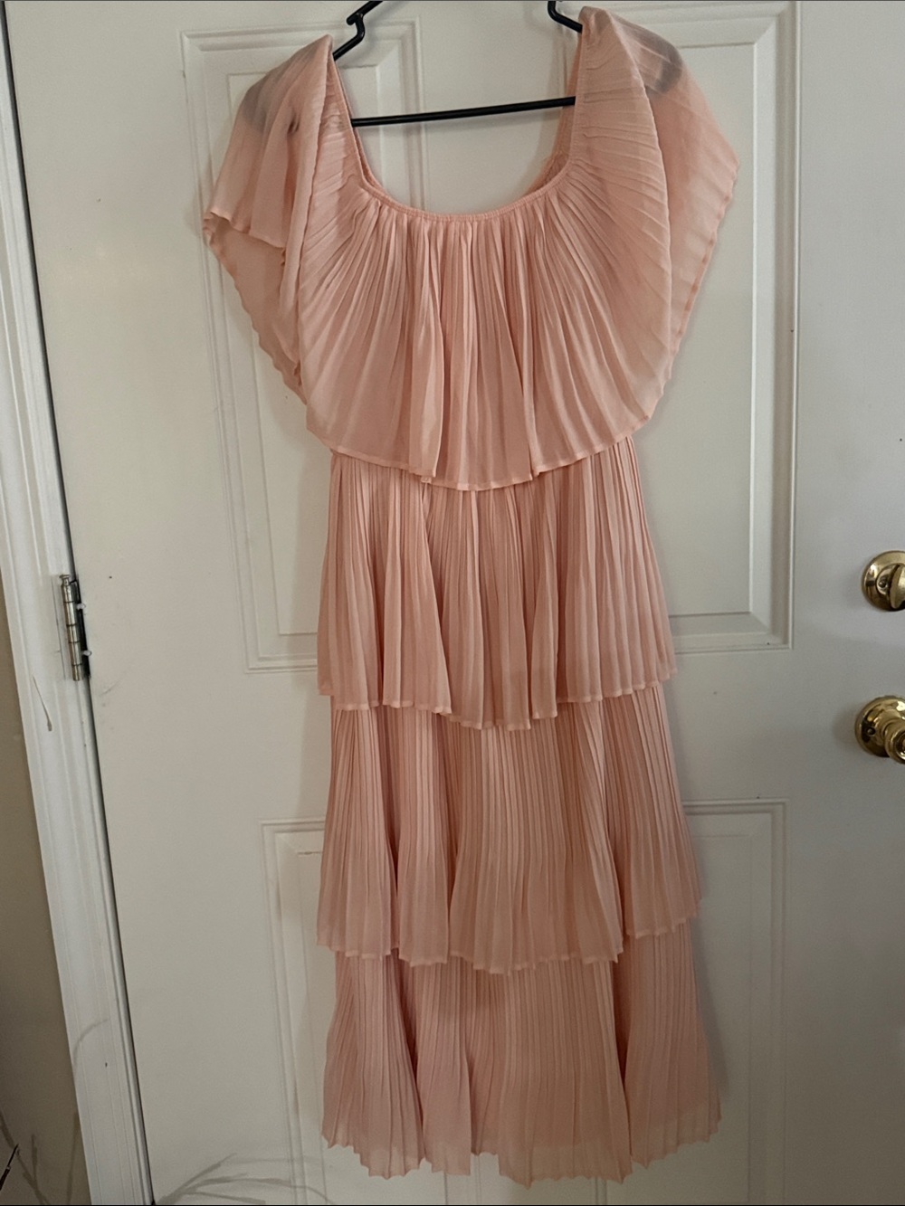 Just Me Blush Pink Pleated Maxi Dress